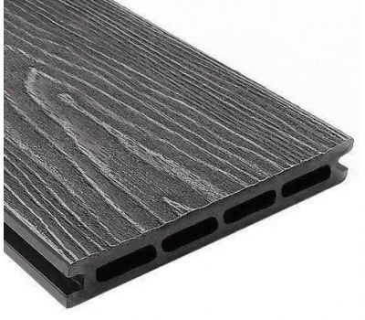 Террасная доска ДПК универсальная шовная с тиснением Антрацит от производителя  Holzhof по цене 322 р
