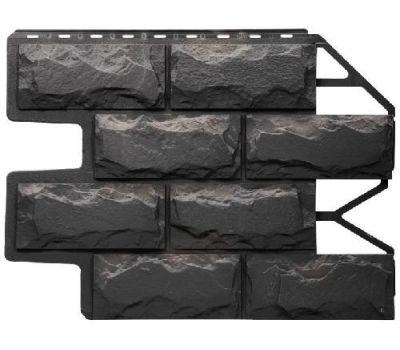 Фасадные панели (цокольный сайдинг) Блок - Темно-серый от производителя  Fineber по цене 490 р