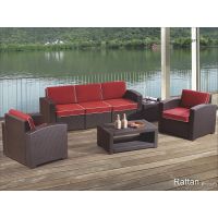 Уличный диваны и кресла Rattan Premium 5 Венге. Подушки оранжевые Уличный диваны и кресла Rattan Premium 5 Венге. Подушки оранжевые